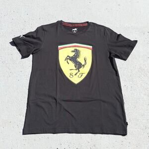 Puma Ferarri Crest Logo Black T-Shirt SMALL